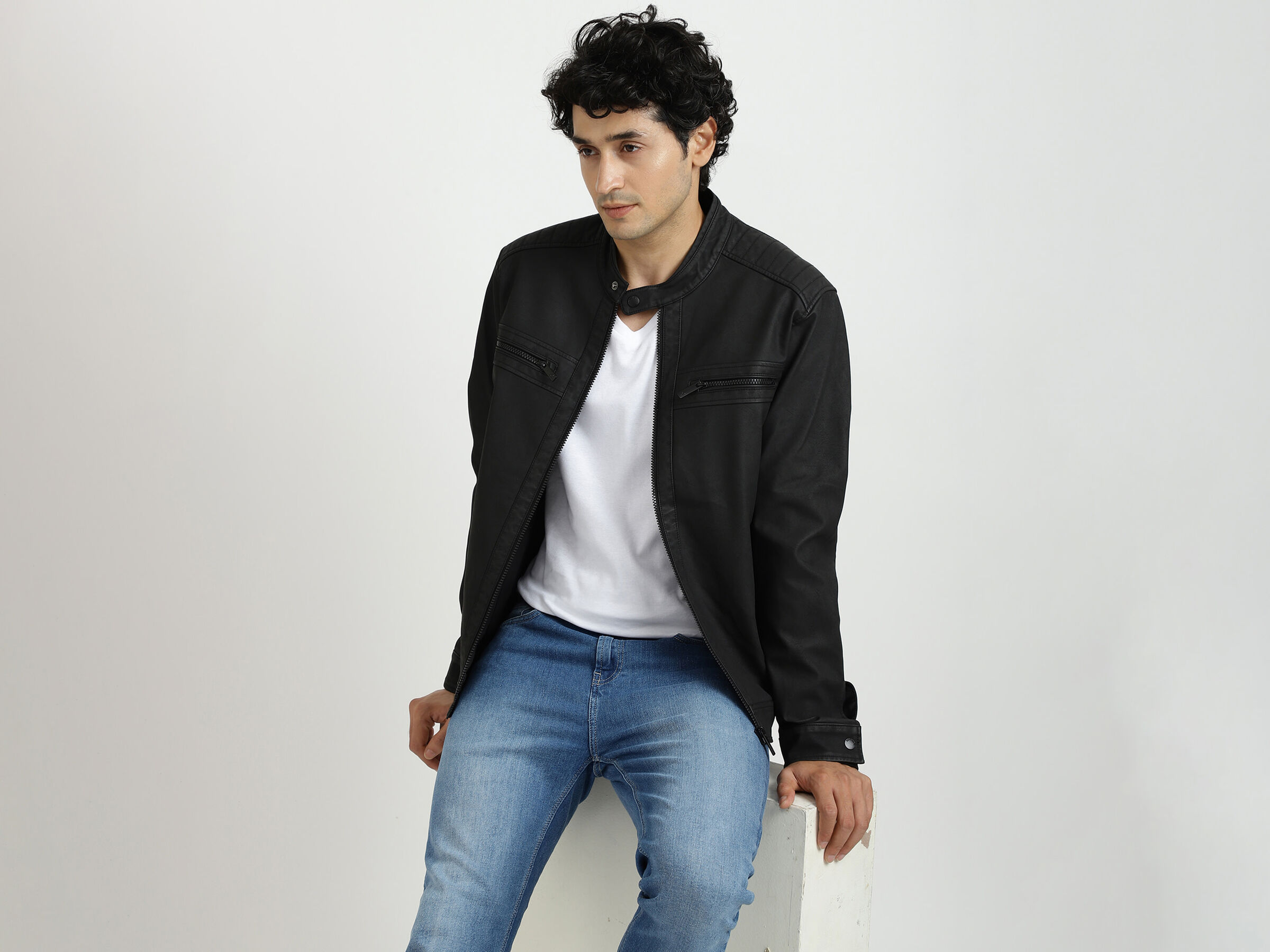 PU BIKER STYLE JACKET image number 5